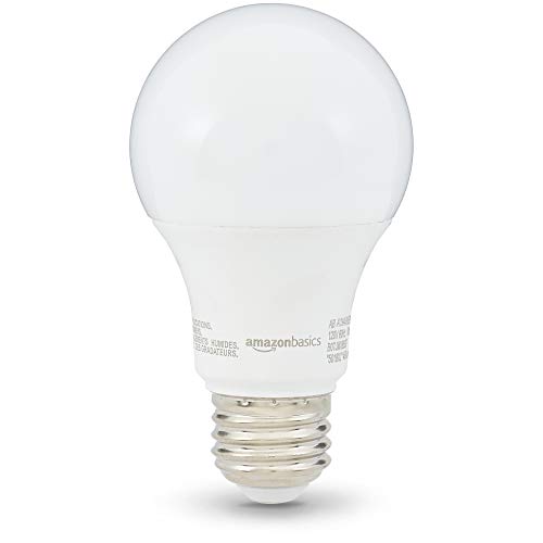 Amazon Basics Non-Dimmable LED Light Bulbs, Energy Efficient, Long Lasting, 40W Equivalent, 6W, E26 Standard Base, 2700K, 10,000 Hour Lifetime, Soft White A19, 6-Pack