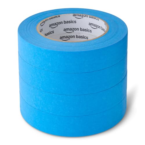 Amazon Basics Painters Tape, 0.94" x 60-Yard, 4 Rolls, Blue