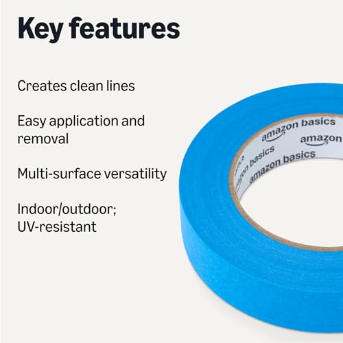 Amazon Basics Painters Tape, 0.94" x 60-Yard, 4 Rolls, Blue