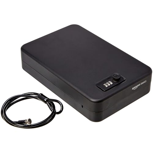 Amazon Basics Portable Security Case Lock Box Safe with Combination Lock for Documents, Valuables and Personal Items, XXL, Black