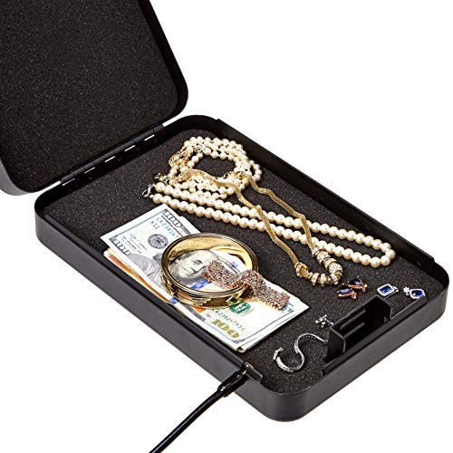 Amazon Basics Portable Security Case Lock Box Safe with Combination Lock for Documents, Valuables and Personal Items, XXL, Black view 2