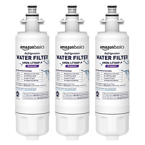 Amazon Basics Replacement LG LT700P Refrigerator Water Filter Cartridge, NSF Certified, Easy Install, Leak-Proof, 3-Pack