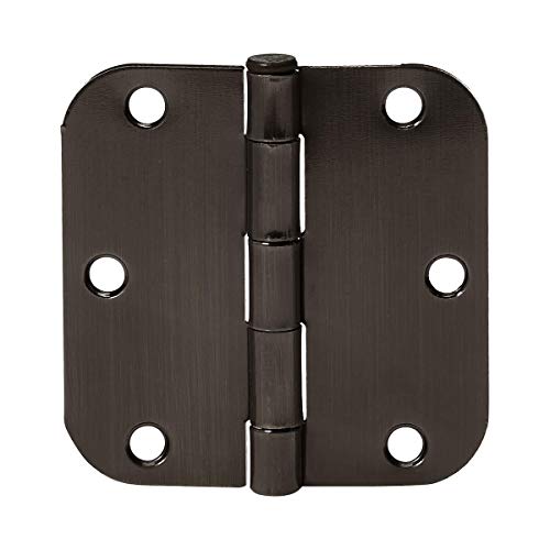 Amazon Basics Rounded 5/8 Radius Interior Door Hinges, 18 Pack, Oil Rubbed Bronze, 3.5" x 3.5"