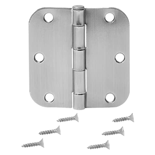 Amazon Basics Rounded Interior Door Hinges with Screws, 3.5" x 3.5", Satin Nickel, Curved Corners, 18-Pack view 3