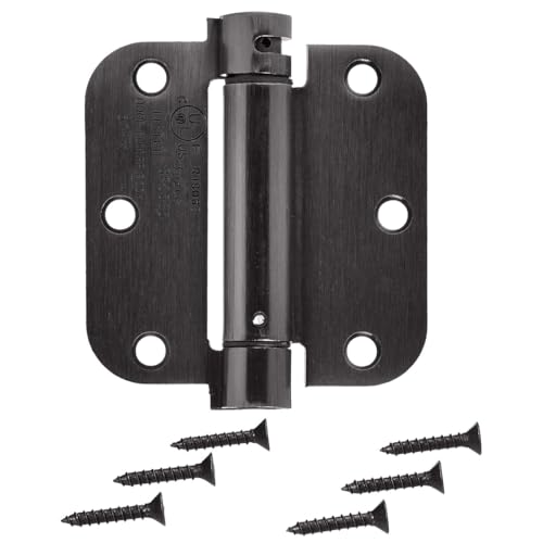 Amazon Basics Self-Closing Door Hinge, 3.5 Inch x 3.5 Inch, Oil-Rubbed Bronze, 1-Piece, Hardware Included view 3