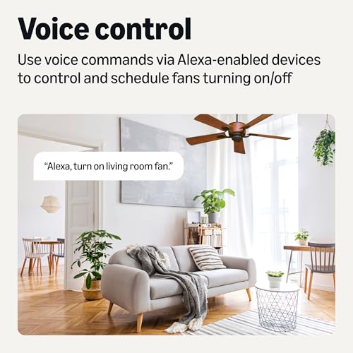 Amazon Basics Smart Ceiling Fan Control Switch, 4-Speed, Single Pole, Voice Control, Works with Alexa Only, Control from Anywhere, 2.4 GHz Wi-Fi, No Hub Required, White view 3