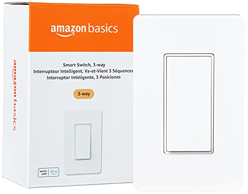 Amazon Basics Smart Light Switch, 3-Way, Works with Alexa Only, Voice Control, 2.4 GHz Wi-Fi, No Hub Required, White