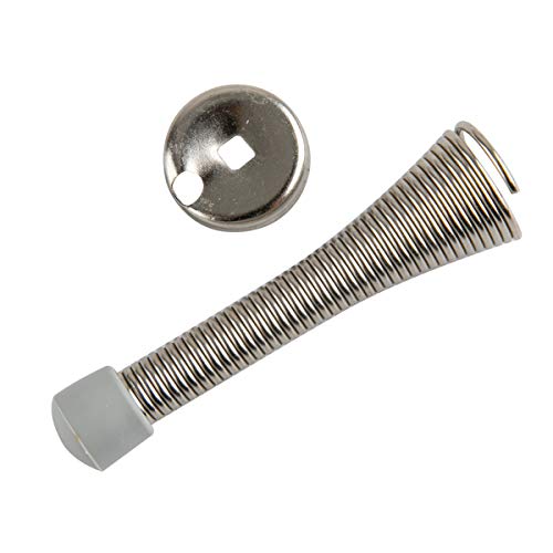 Amazon Basics Spring Door Stopper, Brushed Nickel, with Rubber Bumper Tips, 12-Pack