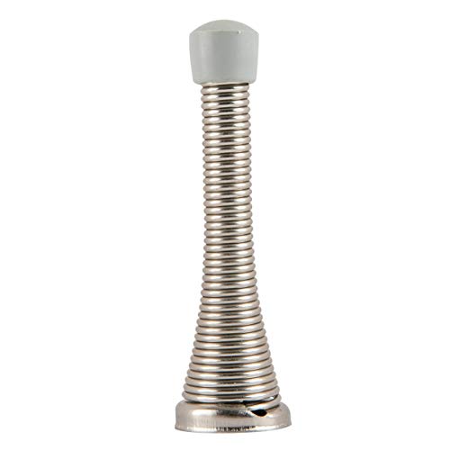 Amazon Basics Spring Door Stopper, Brushed Nickel, with Rubber Bumper Tips, 12-Pack