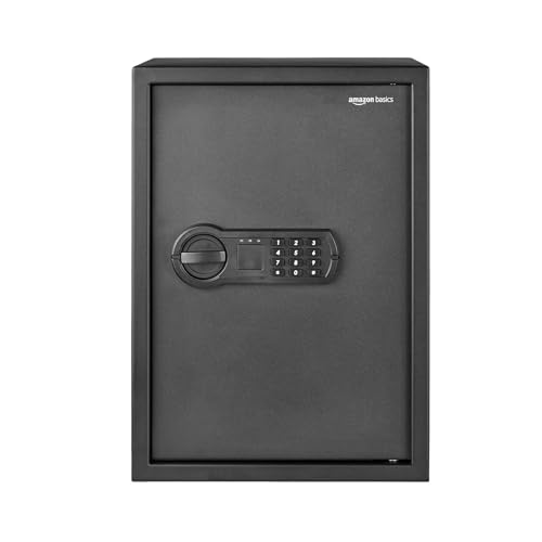 Amazon Basics Steel Home Security Safe Box with Electronic Keypad Lock for Documents, Jewelry, Valuables, 1.8 Cubic Feet, Black, 13.8"W x 13"D x 19.7"H view 2