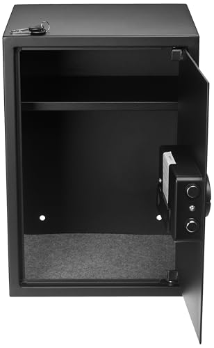 Amazon Basics Steel Home Security Safe Box with Electronic Keypad Lock for Documents, Jewelry, Valuables, 1.8 Cubic Feet, Black, 13.8"W x 13"D x 19.7"H view 3