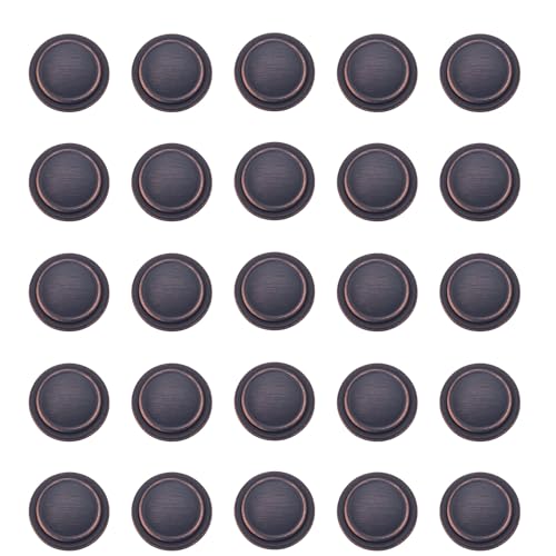 Amazon Basics Straight Top Ring Cabinet Knob, 1.25-inch Diameter, Oil Rubbed Bronze, 25-Pack