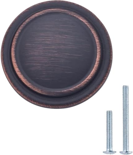 Amazon Basics Straight Top Ring Cabinet Knobs for Kitchen and Drawers, 1.25-inch Diameter, Oil Rubbed Bronze, 25-Pack