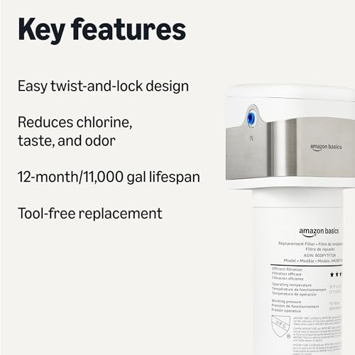 Amazon Basics Under Sink Water Filter System, NSF/ANSI 42 & 372 Certified, Easy Twist-and-Lock Design, 11,000 Gallons, 1 Year Service Life, White view 2