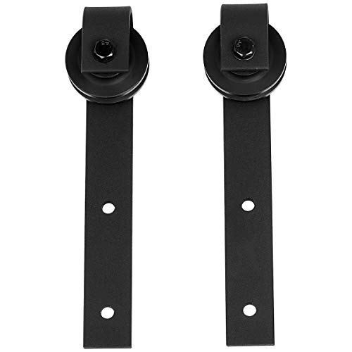 AmazonBasics Sliding Barn Door Hardware Kit, 6.6 foot, J Shape, Black