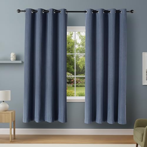 Amazon Basics 100% Blackout Curtains with Grommets, 52 x 84 Inches, Navy, 2 Panels