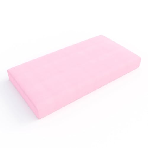 Amazon Basics 100% Cotton Jersey Knit Fitted Crib Sheet for Boys and Girls, fits Standard Crib and Toddler Mattress, Breathable, Super Soft, 28 x 52 Inches, Pink