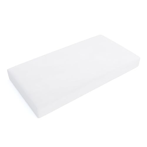 Amazon Basics 100% Cotton Jersey Knit Fitted Crib Sheet for Boys and Girls, fits Standard Crib and Toddler Mattress, Breathable, Super Soft, 28 x 52 Inches, White
