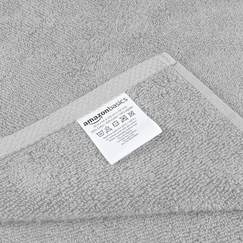 Amazon Basics 2 Piece Quick-Dry Oversize Bath Towel, 100% Cotton, Platinum, 54" x 30"
