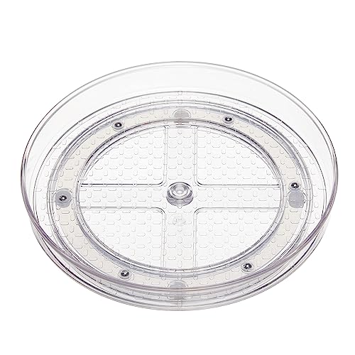 Amazon Basics 2 Tier Lazy Susan Turntable Organizer, 9" Diameter, 2-Pack, Clear
