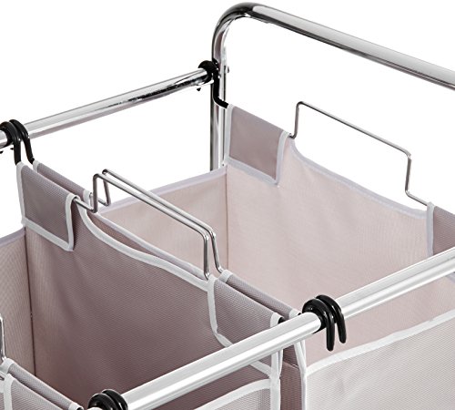 Amazon Basics 3-Bag Rectangular Laundry Bag Hamper Sorter Basket, Gray