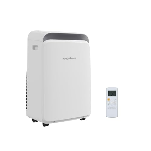 Amazon Basics 3-In-1 Portable Air Conditioner with Remote, Timer, Sleep Mode, Auto Swing, Dehumidifier, 10000 BTU (ASHRAE)/6000 BTU (SACC), Cools Bedroom Up to 450 Sqf, White