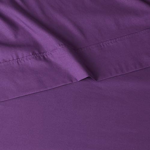 Amazon Basics 3 Piece Lightweight Super Soft Easy Care Microfiber Bed Sheet Set with 14" Deep Pockets - Twin, Plum-4 Pack, White, Solid