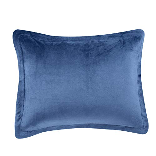 Amazon Basics 3-Piece Ultra-Soft Micromink Sherpa Comforter Bedding Set, Warm All Season, Machine Washable, Full/Queen, Navy Blue view 3