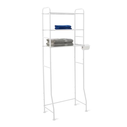 Amazon Basics 3 Tier Bathroom Over the Toilet Storage Organizer with Paper Holders, White