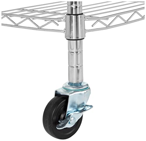 Amazon Basics 4-Shelf Adjustable, Heavy Duty Storage Shelving Unit with Wheels for Easy Assembly, for Garage or Kitchen Use, Metal Organizer Wire Rack, 36" L x 14" W x 57.8" H, Chrome