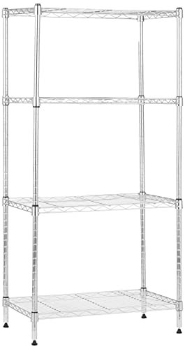 Amazon Basics 4-Shelf Adjustable, Storage Shelving Unit, (200 Pound Loading Capacity per Shelf), Steel Organizer Wire Rack, 13.4"D x 23.2"W x 48"H, Chrome