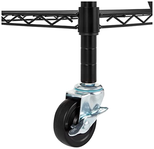 Amazon Basics 5-Shelf Adjustable, Heavy Duty Storage Shelving Unit on 4'' Wheel Casters, Metal Organizer Wire Rack, 30" L x 14" W x 64.75" H, Black
