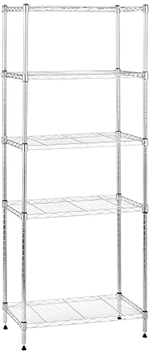 Amazon Basics 5-Shelf Adjustable, Storage Shelving Unit, (200 Pound Loading Capacity per Shelf), Steel Organizer Wire Rack, 23.2 x 13.4 x 60 inches (LxWxH), Chrome