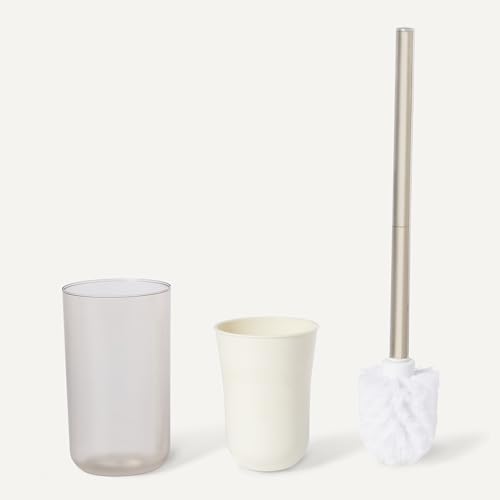Amazon Basics 6-Piece Bathroom Accessory Set with Toothbrush Holder, Soap Dispenser, Soap Dish, Toothbrush Cup, Trash Can and Toilet Brush & Holder, Ivory view 3