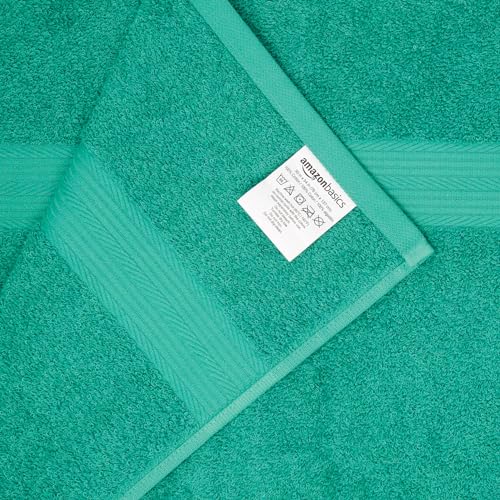 Amazon Basics 6-Piece Oversized Fade-Resistant Towel Set, 100% Cotton, Highly Absorbent, Soft, Teal, 2 Bath Towels, 2 Hand Towels, 2 Washcloths view 3