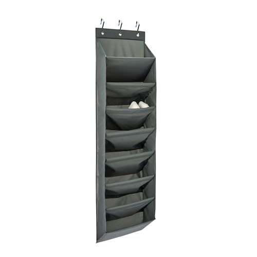 Amazon Basics 8 Tier Over the Door Shoe Organizer, Large, Dark Grey