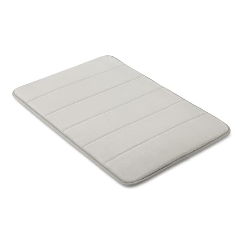 Amazon Basics Absorbent & Fast Dry Plush Memory Foam Bath Mat, Non-Slip Backing, 17 x 24 in, Light Gray