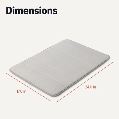 Amazon Basics Absorbent & Fast Dry Plush Memory Foam Bath Mat, Non-Slip Backing, 17 x 24 in, Light Gray view 2