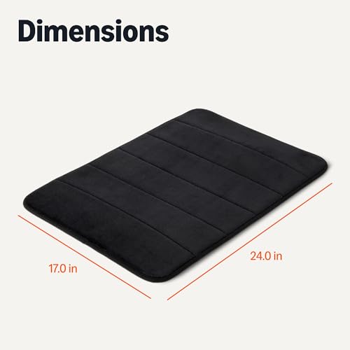 Amazon Basics Absorbent & Fast Dry Plush Memory Foam Bath Mat, 17 x 24 in, Black view 2