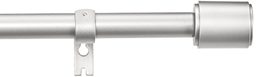 Amazon Basics Adjustable 1 Inch Curtain Rods for Windows, Cap Finials, 72" to 144", Nickel