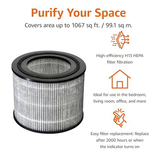 Amazon Basics Air Purifier Replacement 3-In-1 Filter for Amazon Basics Air Purifier B0CL993435 (NOT for other models), Covers Up to 1067 Sq Ft, 1 Pack