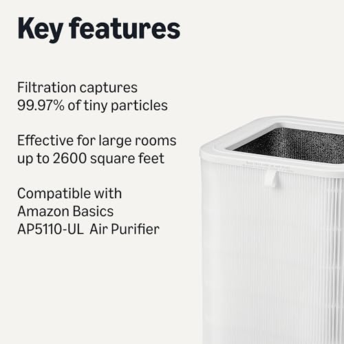 Amazon Basics Air Purifier Replacement Filter for Amazon Basics Large Room Air Purifier B0DT63BVN3 (NOT for other models), Covers Up to 2600 Sq Ft, White, 1 Pack view 2