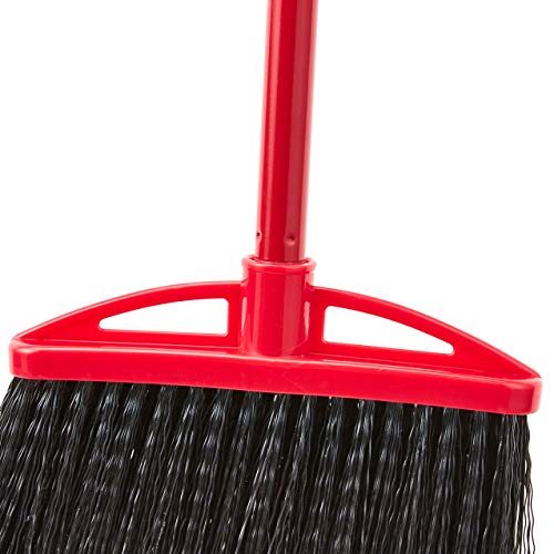 Amazon Basics Angle Broom With Metal Handle, 6-Pack, Black & Red (Previously AmazonCommercial brand)