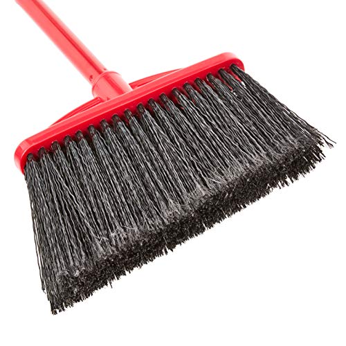 Amazon Basics Angle Broom With Metal Handle, 6-Pack, Black & Red (Previously AmazonCommercial brand)