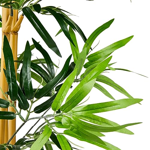 Amazon Basics Artificial Bamboo Plant with Plastic Planter Pot, 39.4", Green, Home Office Decor, Floor Plant view 3