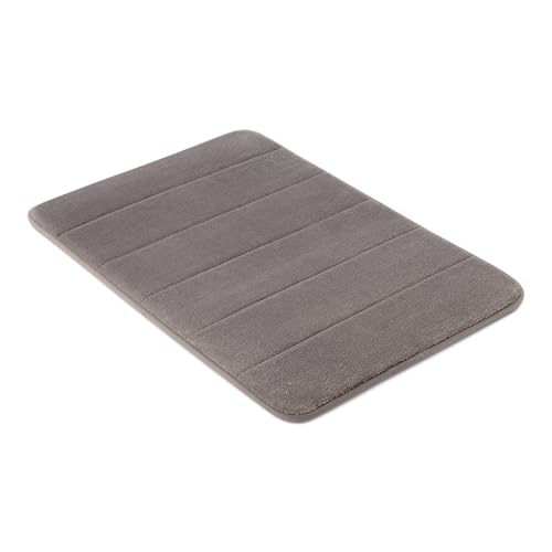 Amazon Basics Bath Mat for Bathroom, Absorbent Plush Memory Foam, Fast Dry Microfiber, Non-Slip, 17 x 24 Inches, Dark Gray