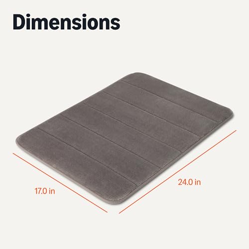 Amazon Basics Bath Mat for Bathroom, Absorbent Plush Memory Foam, Fast Dry Microfiber, Non-Slip, 17 x 24 Inches, Dark Gray view 2