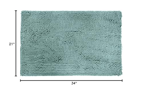 Amazon Basics Bathroom Rugs, Extra Soft Absorbent Shag Bath Rugs, Non-Slip Backing, Quick Drying, Machine Washable, Plush Comfort for Bathroom Floor, Tub and Shower, 21" x 34", Seafoam Green view 2