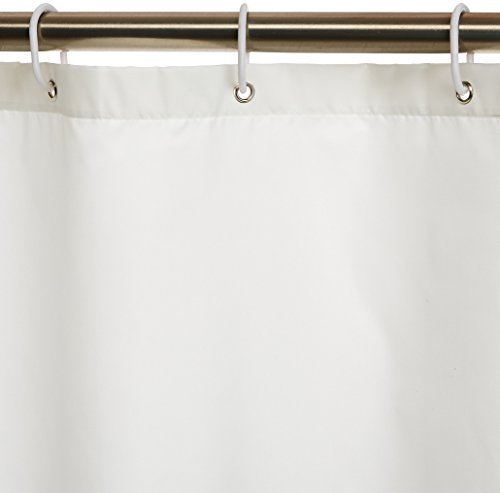 Amazon Basics Bathroom Shower Curtain, Water Repellent Fabric with Weighted Hem, Grommets & Hooks, Machine Washable, 72"x72", White view 2