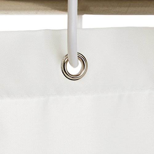 Amazon Basics Bathroom Shower Curtain, Water Repellent Fabric with Weighted Hem, Grommets & Hooks, Machine Washable, 72"x72", White view 3